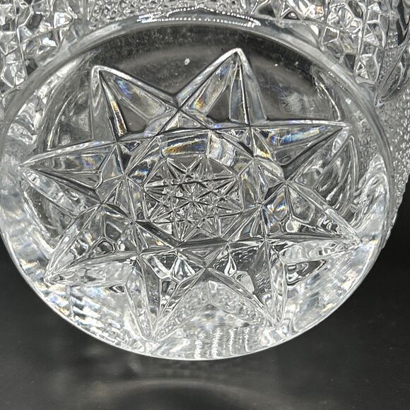 Ice Bucket Crystal Clear Glass w/Saw Tooth Edges & Knob Handles Vintage - Picture 6 of 9